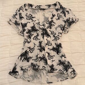 Fit Flare Baby Doll Black and White Earthy Blouse